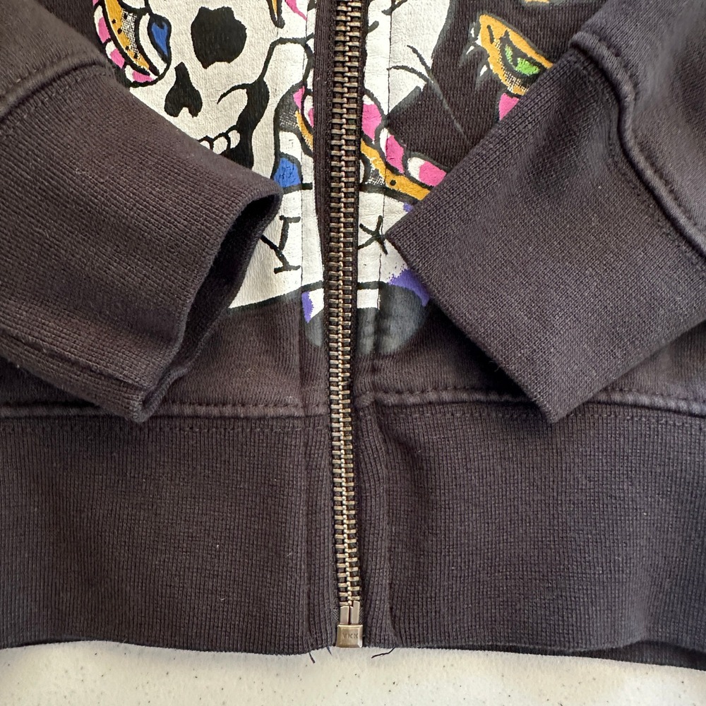 Ed Hardy Skull Snake Graphic Zip Up Hoodie Kids XS Black Streetwear Classic - Picture 9 of 11